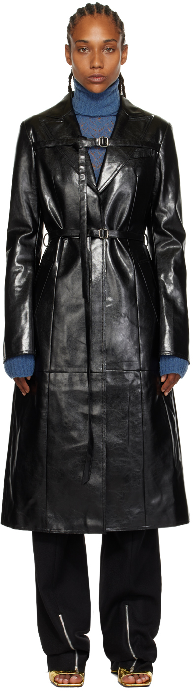JUNEYEN Black Vented Faux-Leather Coat