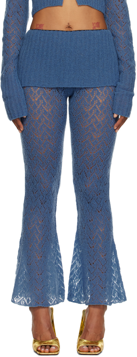 Blue Hollow Out Trousers