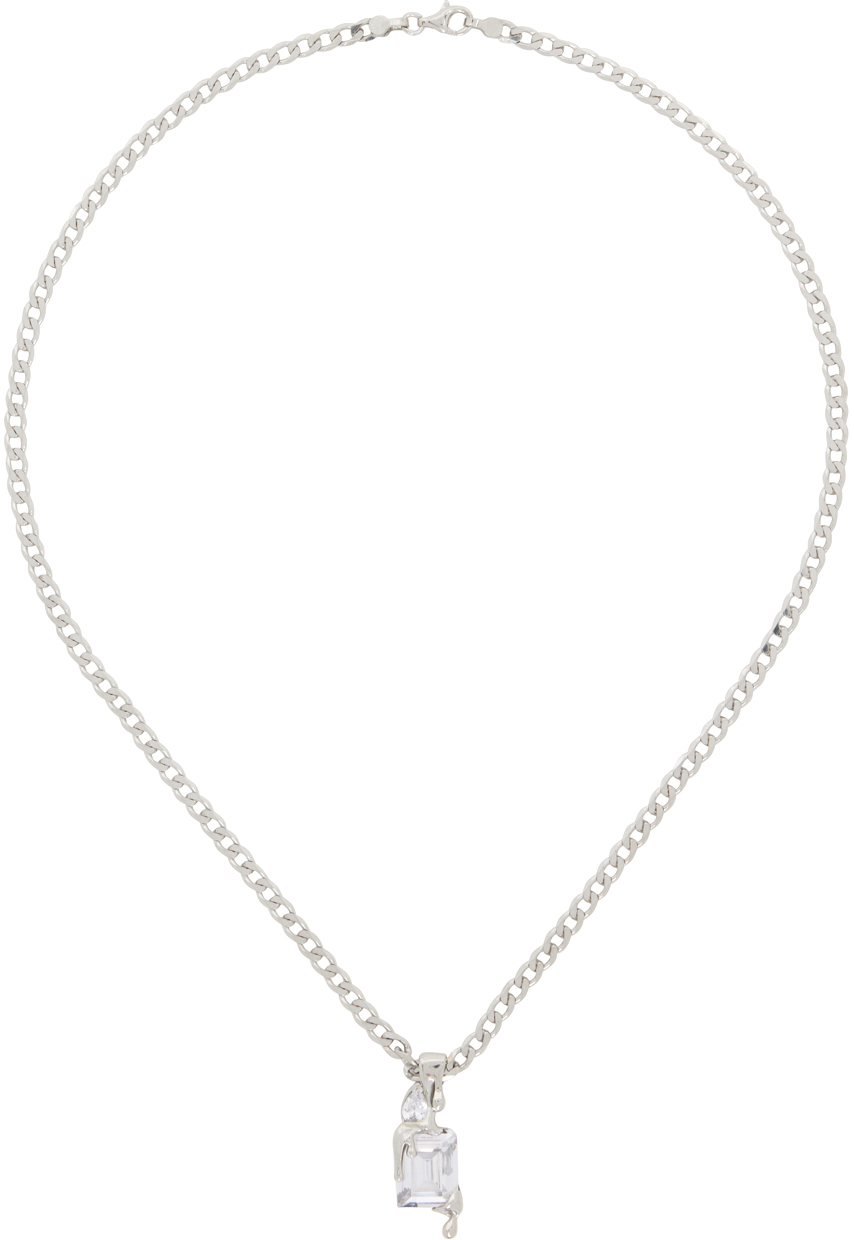 Alan Crocetti Silver Melt Curb Chain Necklace In Rhodium Vermeil