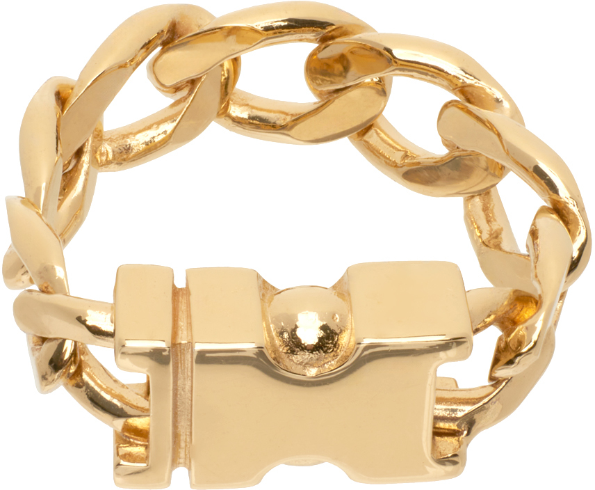 Alan Crocetti Gold Maxi Unity Curb Chain Ring In Gold Vermeil