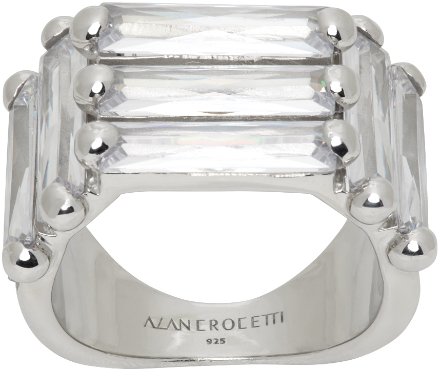 Silver Crystallised Armour Ring by Alan Crocetti on Sale