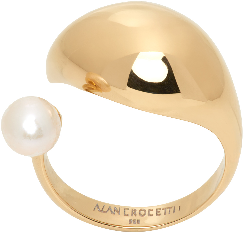 Alan Crocetti Gold Blown Alien Pearl Ring In Gold Vermeil