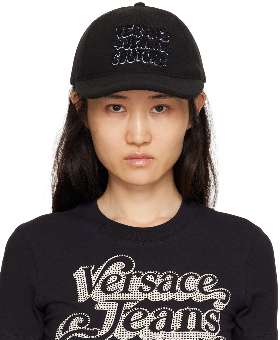 Black Logo Cap by Versace Jeans Couture on Sale