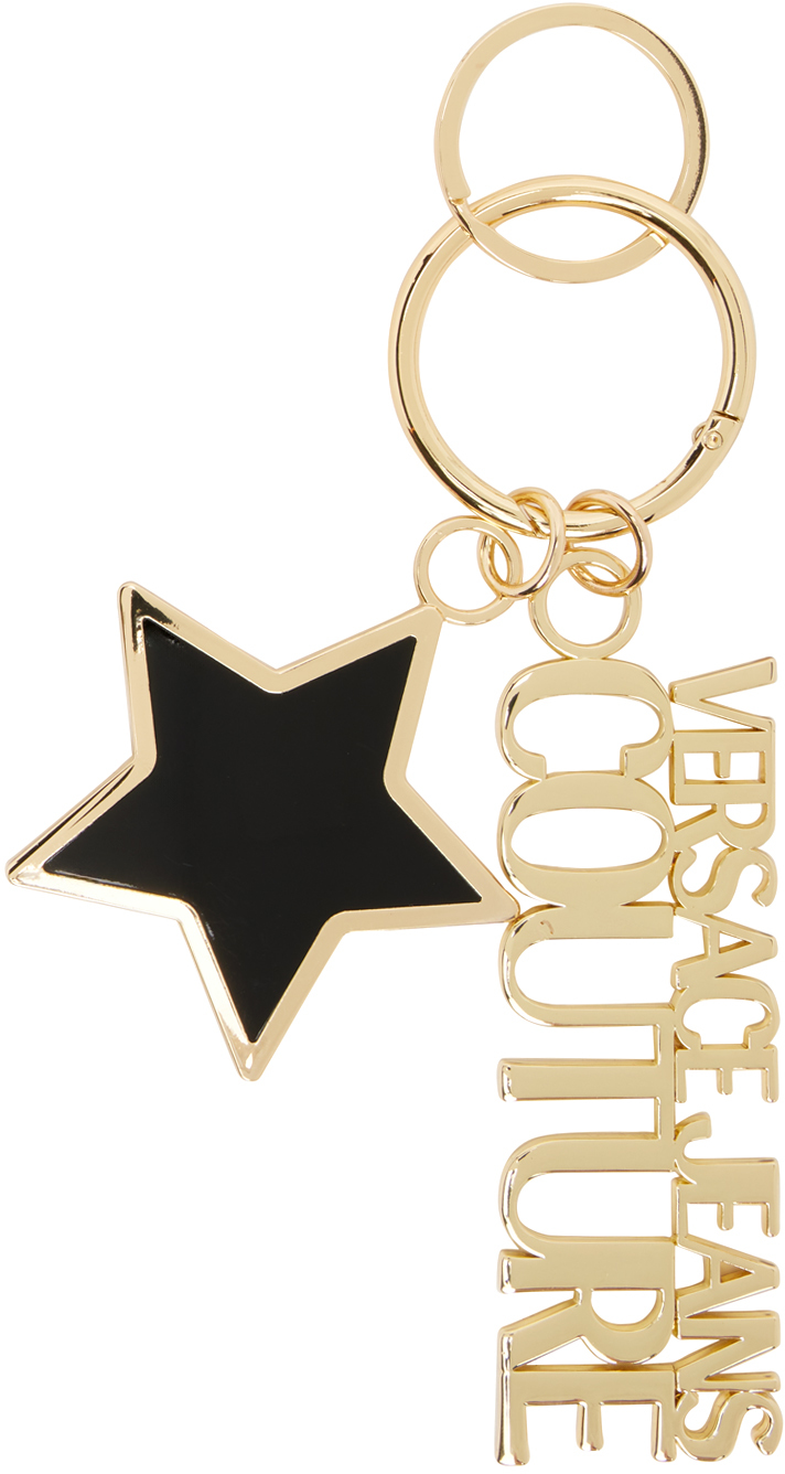 Versace Jeans Couture Black & Gold Stars Keychain In E899 Black