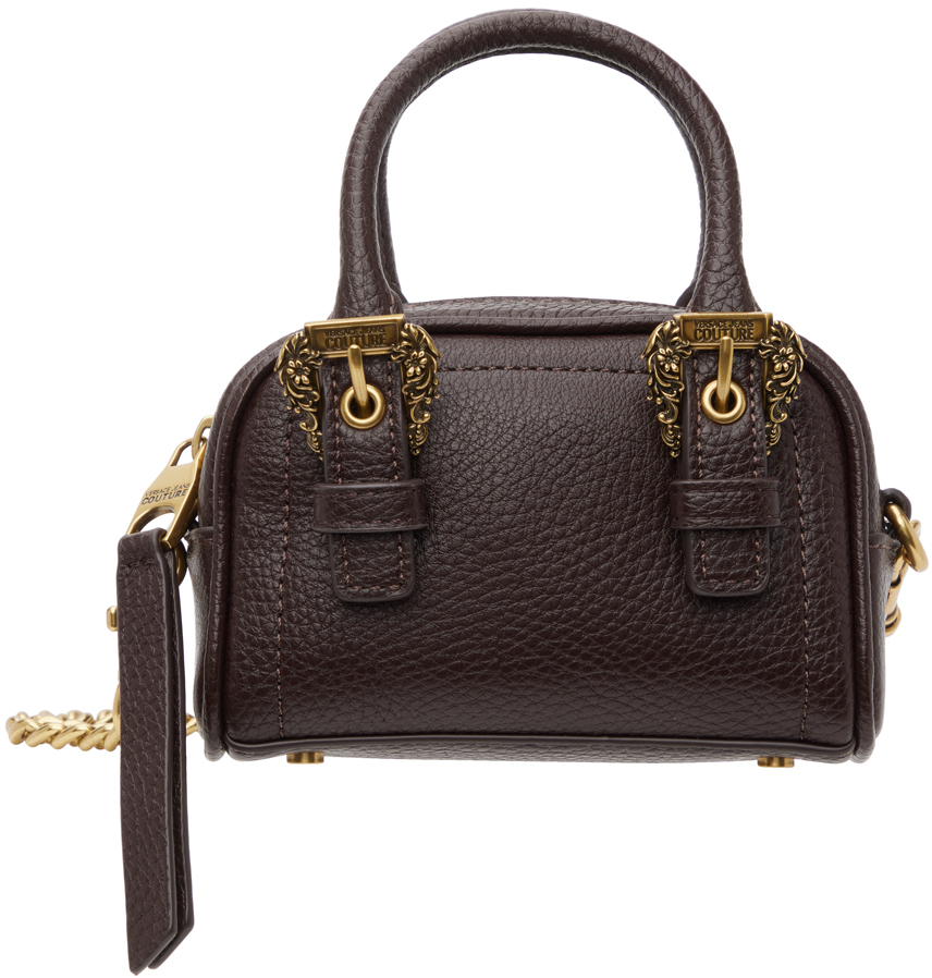 Versace Jeans Couture Brown Curb Chain Top Handle Bag In E741 Cocoa