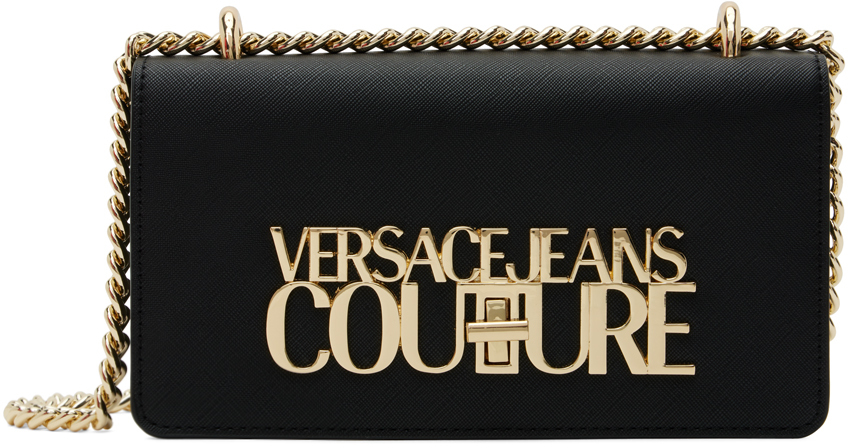 Versace Jeans Couture Black Logo Lock Bag for Women