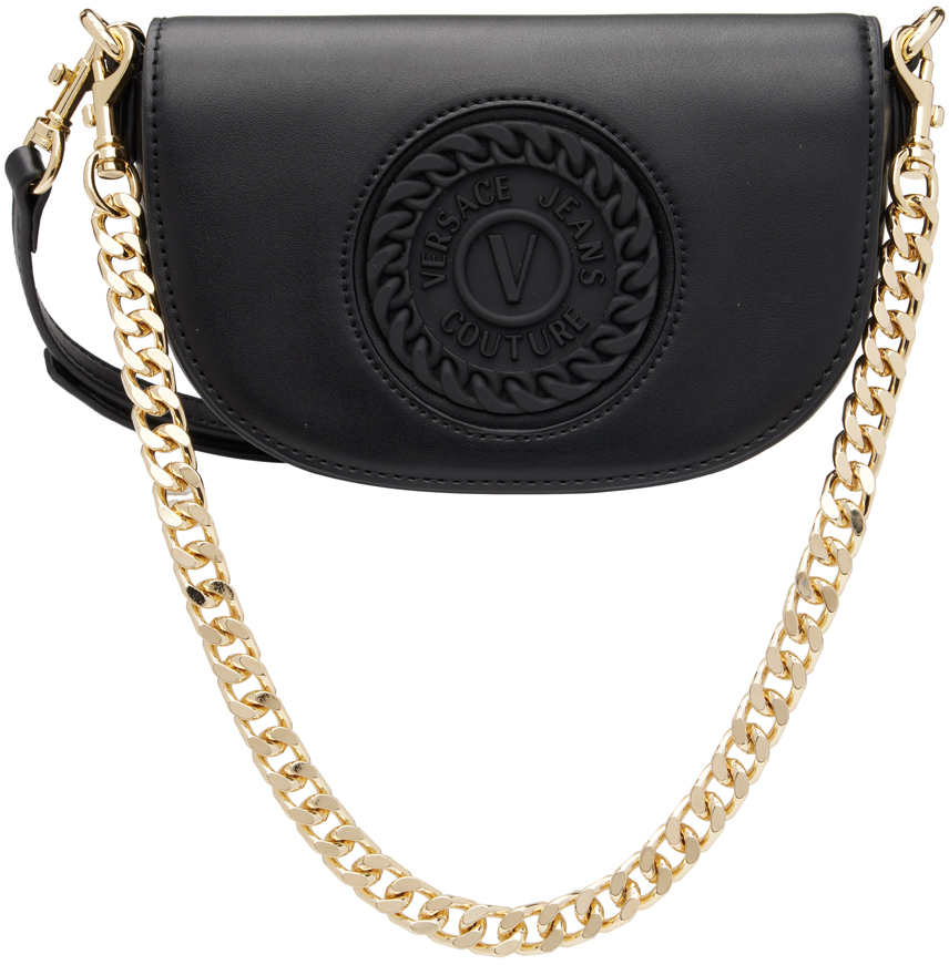 Black V-Emblem Bag by Versace Jeans Couture on Sale