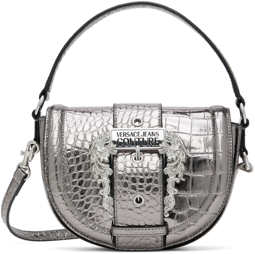 Versace Jeans Couture Gray Croc-embossed Bag In E966 Grey