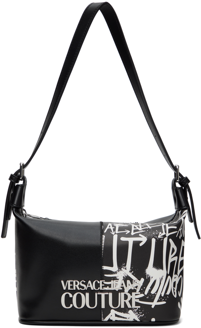 Versace Jeans Couture Black Graffiti Bag In El01 Black + White