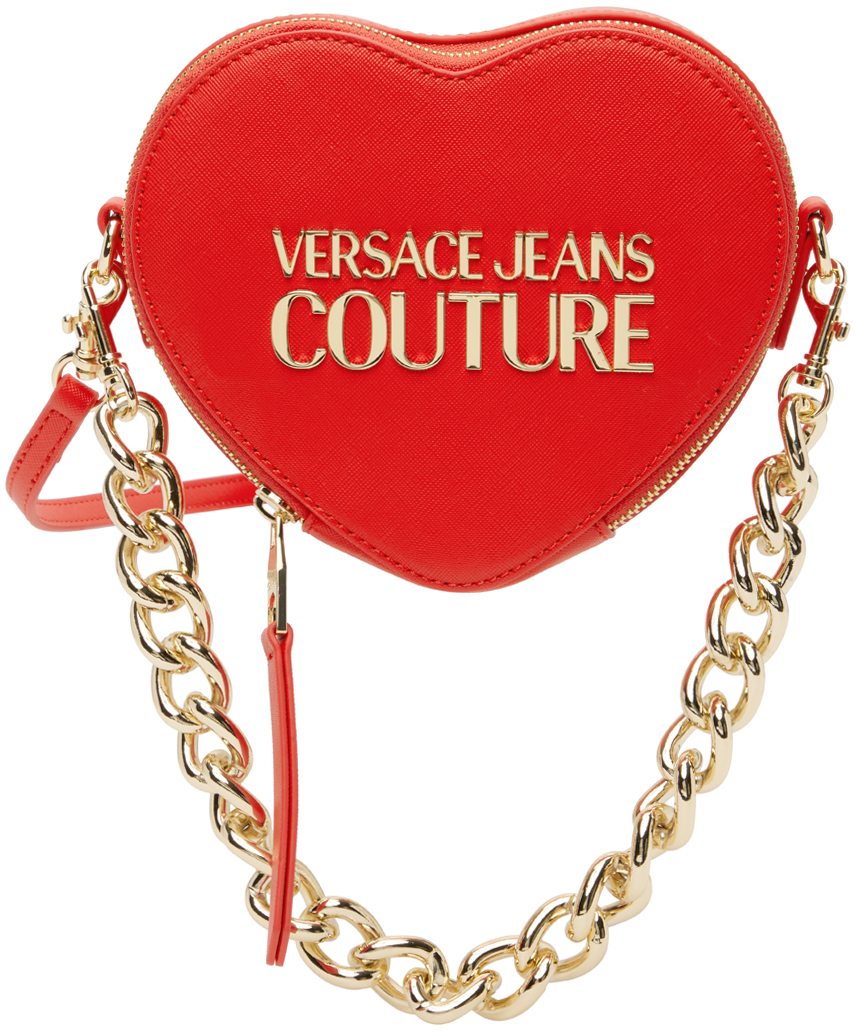 Versace Jeans Couture: Orange Heart Lock Crossbody Bag | SSENSE