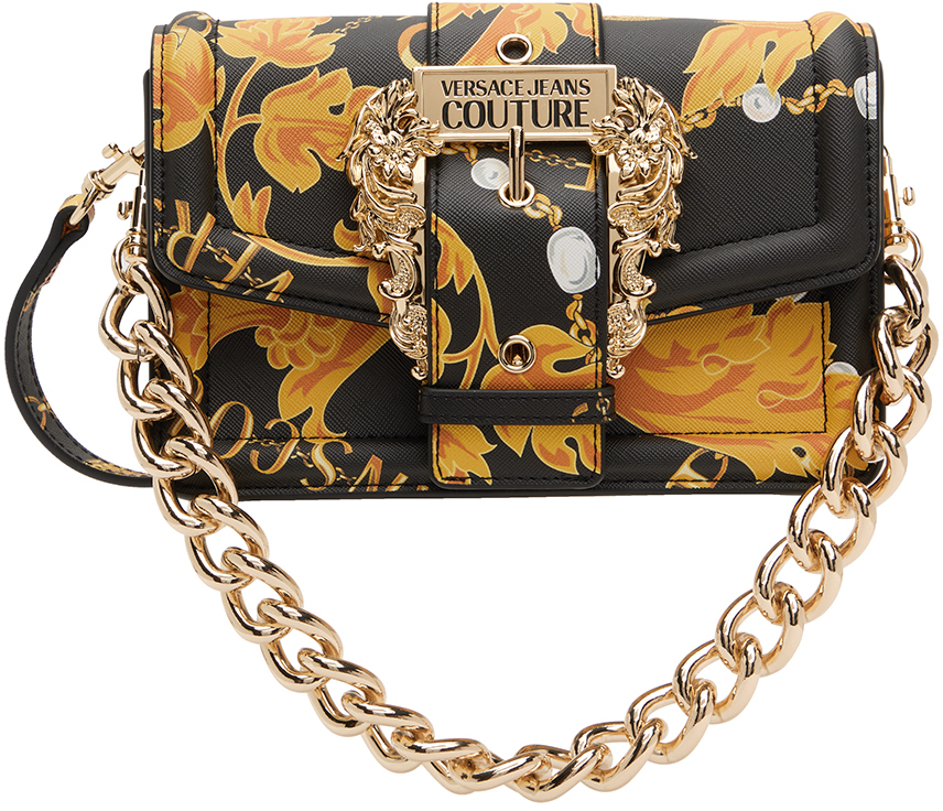 Black u0026 Gold Chain Couture Bag by Versace Jeans Couture on Sale