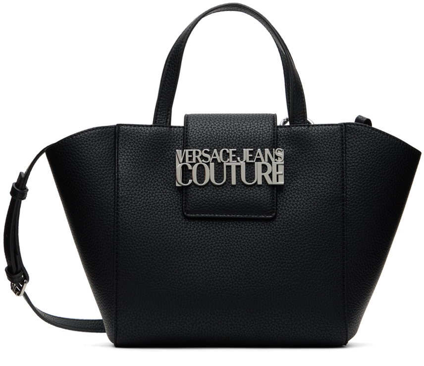 Versace Jeans Couture Tote In Black Faux Leather In E899 Black