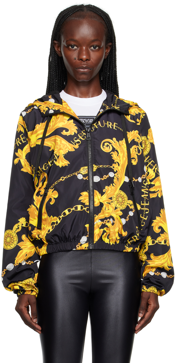 Versace Jeans Couture: Black & Gold Chain Couture Jacket | SSENSE