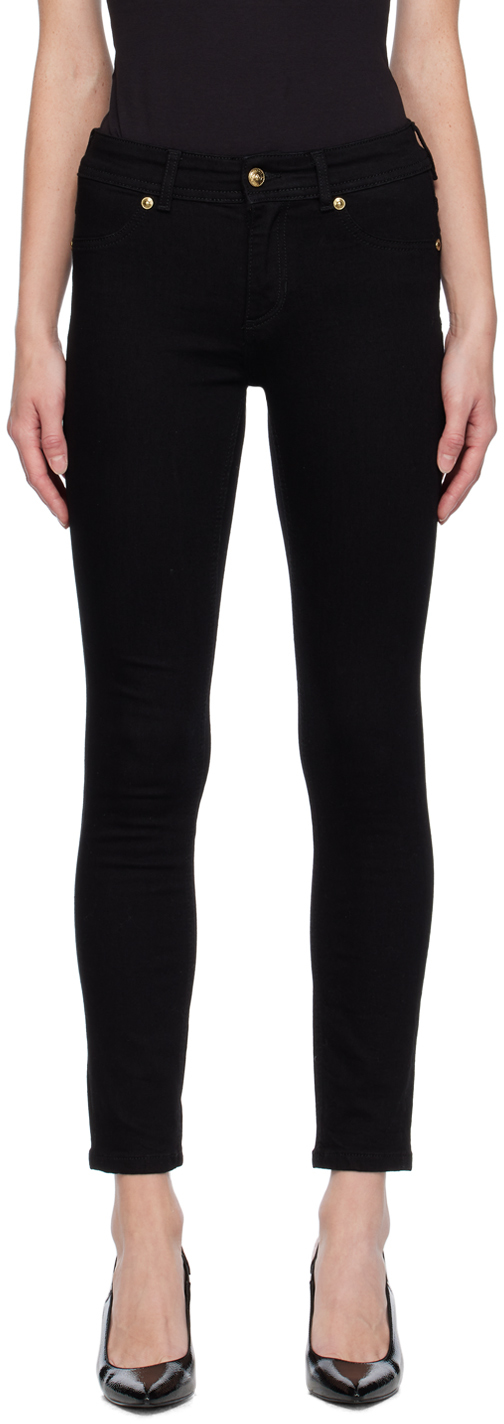 Versace Jeans Couture Black V-emblem Jeans In E909 Black
