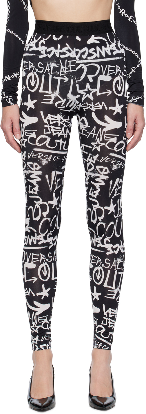 Versace Jeans Couture PRINT CHAIN - Leggings - Trousers - black