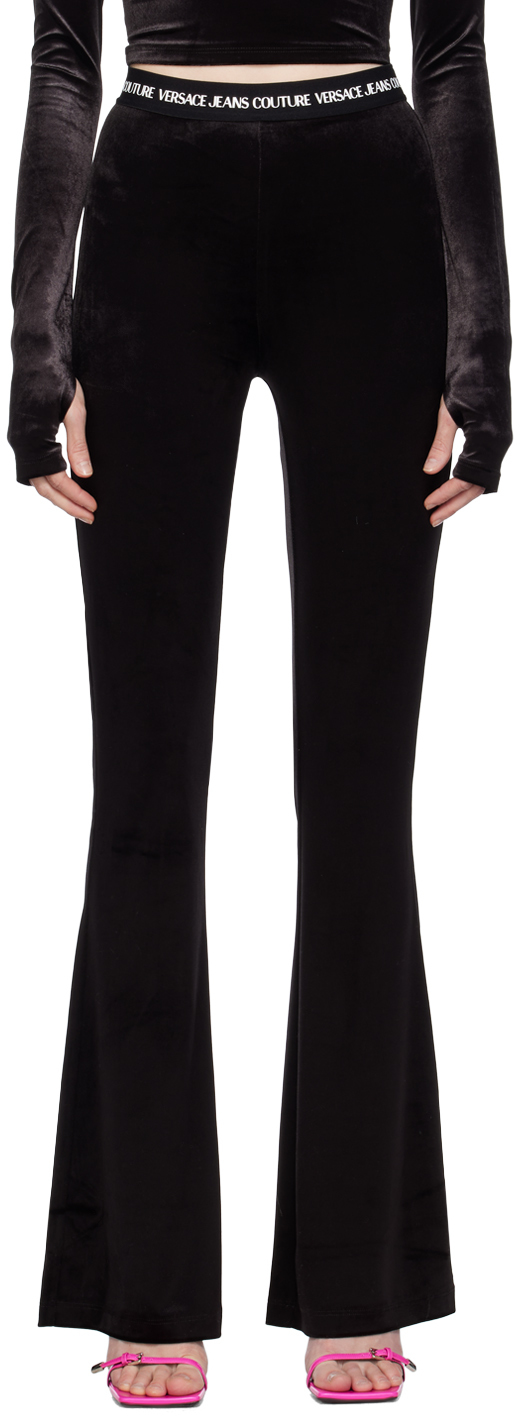 Black Flared Leggings by Versace Jeans Couture on Sale