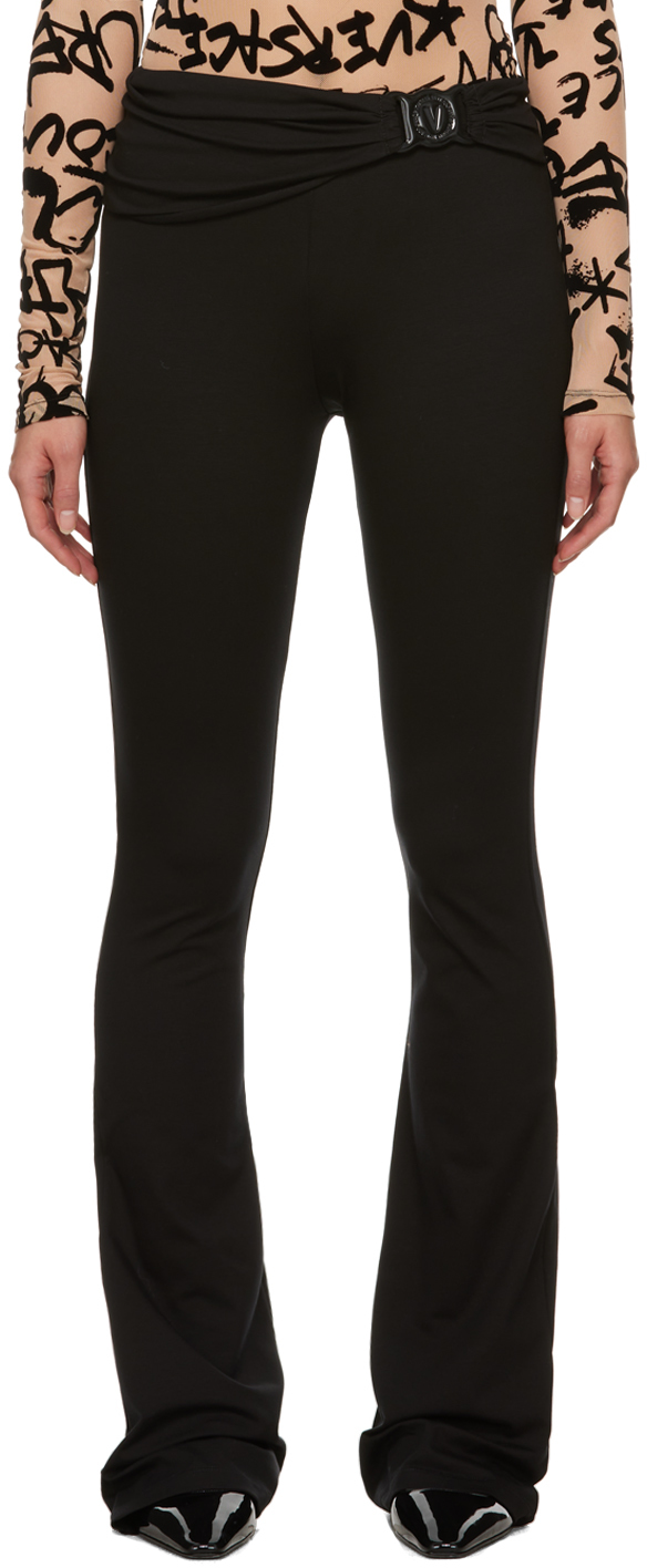Versace Jeans Couture Black V-emblem Leggings In E899 Black