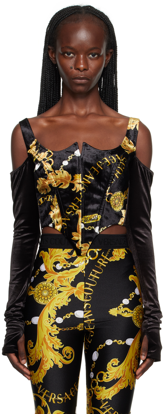 Versace Jeans Couture: Black Chain Couture Blouse | SSENSE