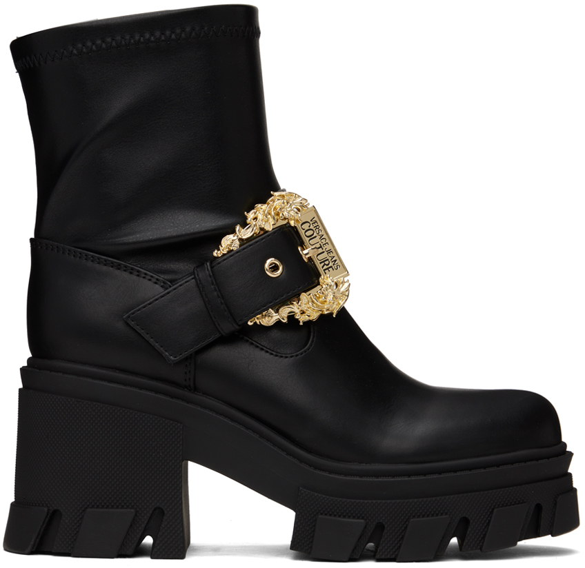 Black Pin-Buckle Boots