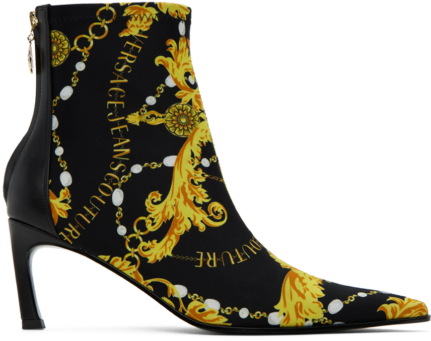 Versace Jeans Couture: Black Chain Couture Boots | SSENSE
