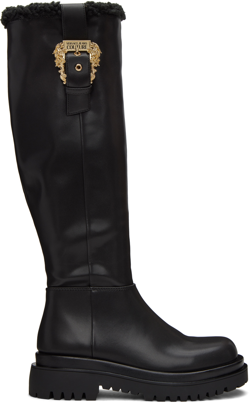 Versace Jeans Couture: Black Drew Boots | SSENSE Canada