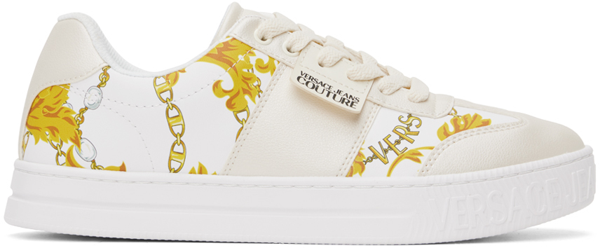 versace white and gold sneakers