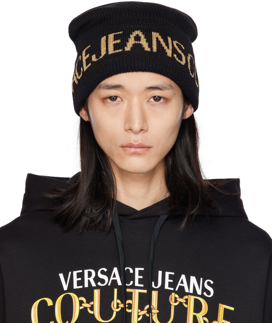 ヴェルサーチ　メデューサ刺繍ビーニー ネイビー Versace 刺繍入り メデューサ ベースボールキャップ ロゴ入り