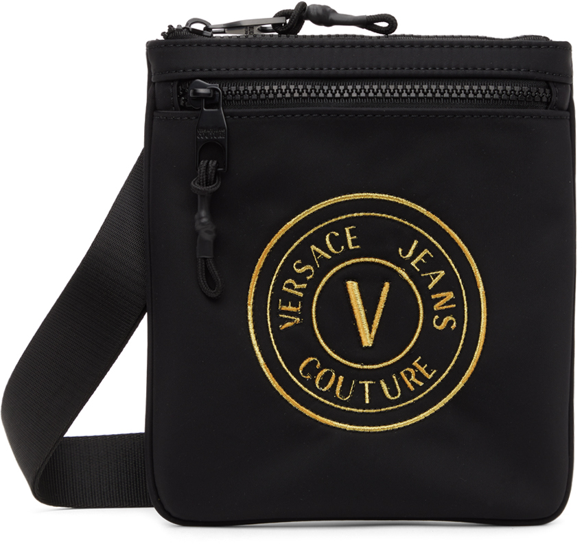 Versace Jeans Couture Black V-emblem Bag In E899 Black