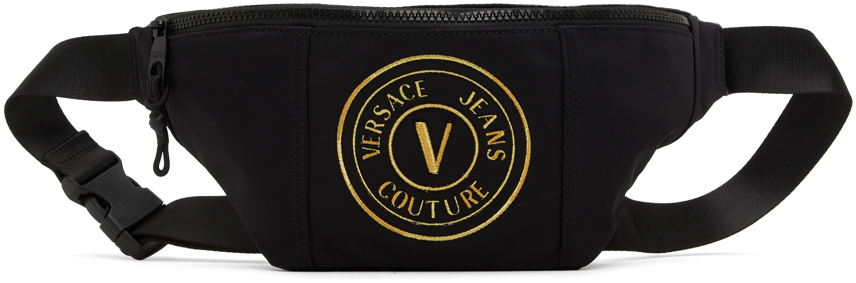 Versace Jeans Couture Half Moon Bag With V-emblem in Black