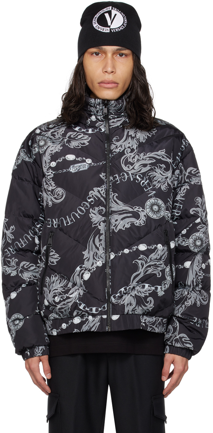 Black Reversible Down Jacket by Versace Jeans Couture on Sale