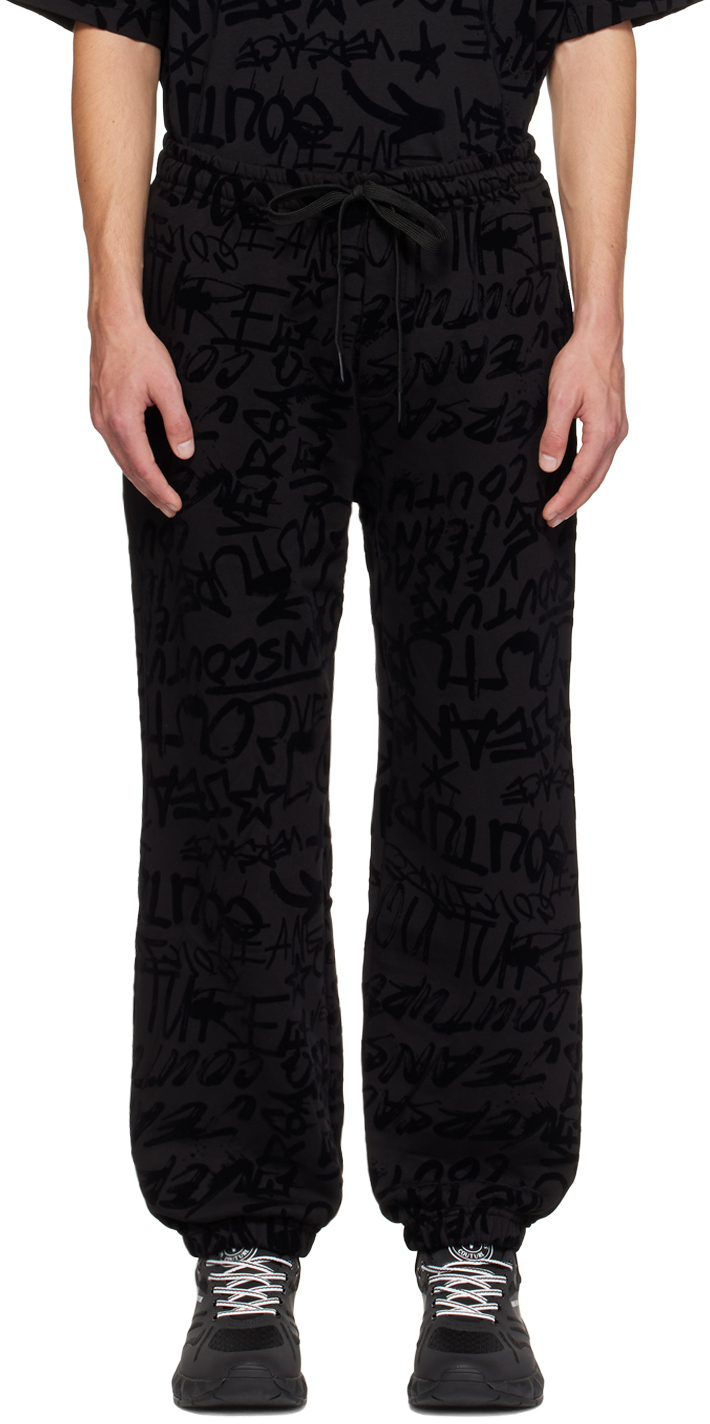 Shop Versace Jeans Couture Black Graffiti Sweatpants In E899 Black