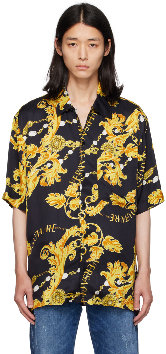 Black & Gold Chain Couture Shirt by Versace Jeans Couture on Sale