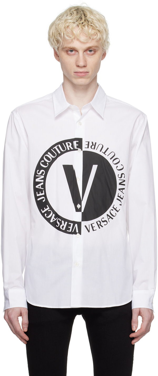 Versace Jeans Couture White Printed Shirt In E003 White