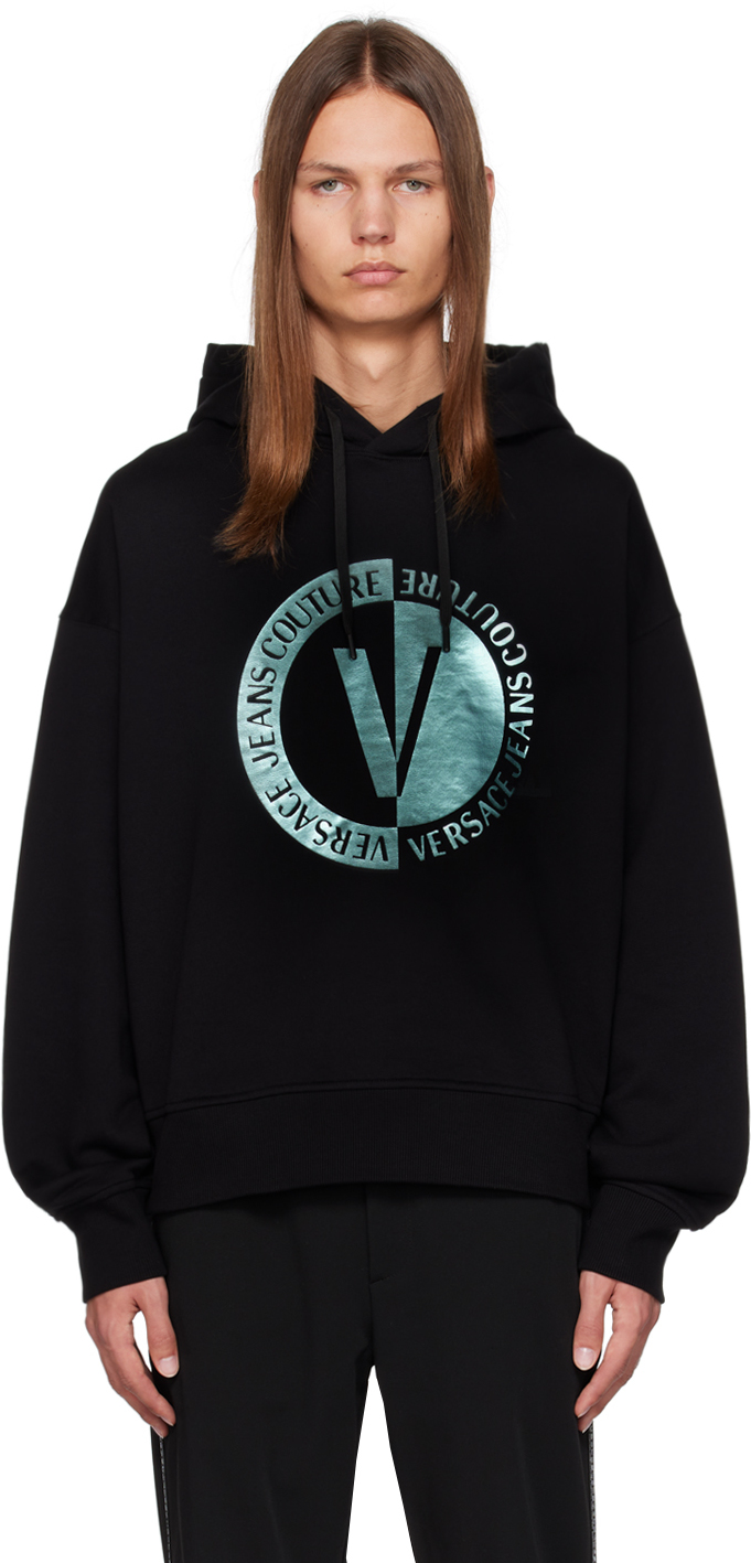 Black V-Emblem Hoodie