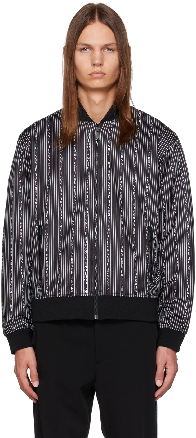 Versace Jeans Couture Black Stripe Jacket In E899 Black