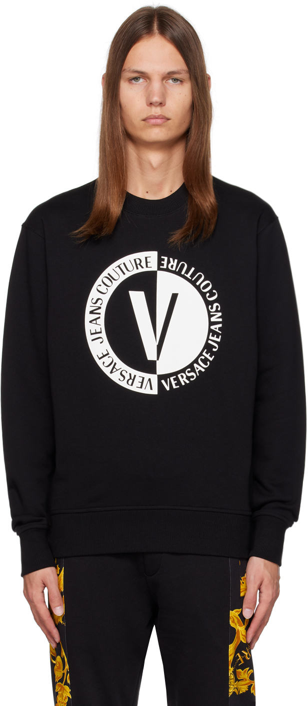 Versace Jeans Couture Logo-print Cotton Sweatshirt In E899 Black