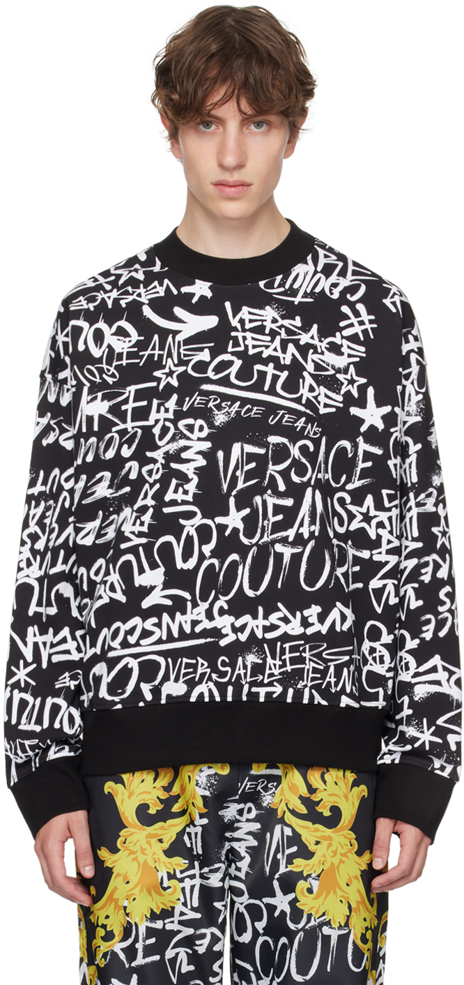 Versace Jeans Couture Embroidered Signature Hoodie Black at