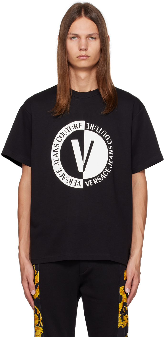 Versace Jeans Couture Black V-emblem T-shirt In E899 Black