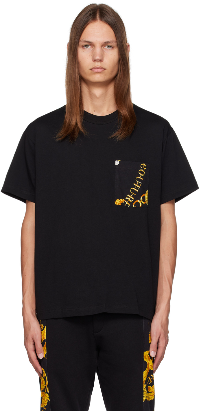 Versace Jeans Couture Black Chain Couture T-shirt In Eg89 Black + Gold