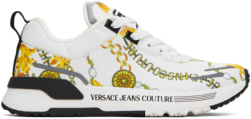 VERSACE JEANS COUTURE: sneakers in leather with glitter - White | VERSACE  JEANS COUTURE sneakers 75VA3SC2ZP308 online at GIGLIO.COM