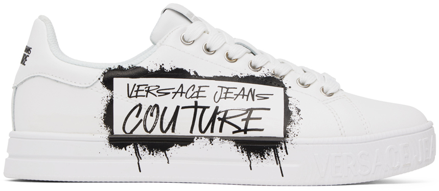 Shop Versace Jeans Couture White Court 88 Graffiti Sneakers In E003 White