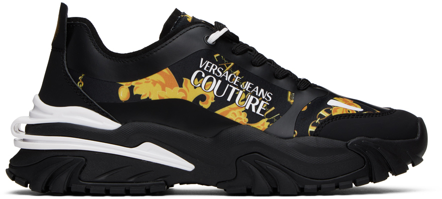 Versace Jeans Couture Black Trail Trek Trainers In Eg89 Black + Gold