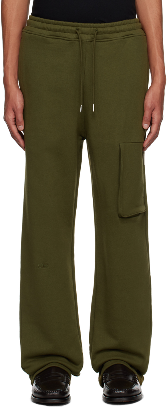 Spencer Badu Green Wide-leg Track Trousers In Navy Green