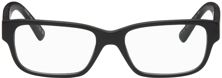 Prada Black Rectangular Glasses In 1bo1o1