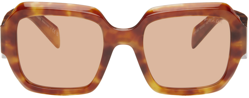 Prada Tortoiseshell Symbole Sunglasses In 10l07v