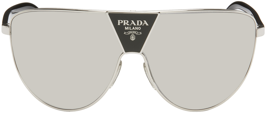 Prada Pr 69z Mirrored Mixed-media Rectangle Sunglasses In 1bc2b0