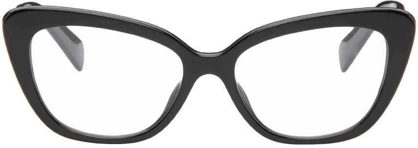 Shop Miu Miu Black Cat-eye Glasses In 1ab1o1 Black