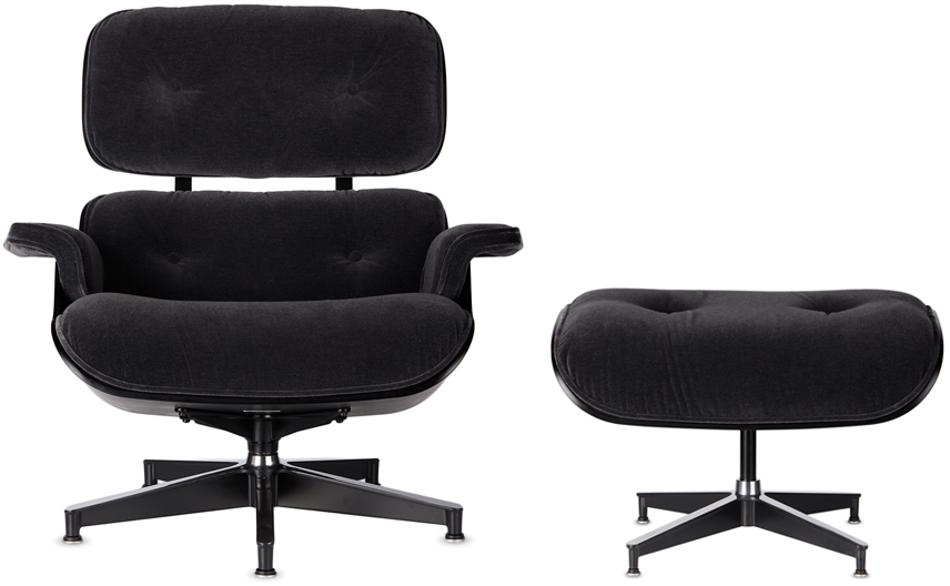 Herman Miller Black Mohair Supreme Eames Lounge Chair & Ottoman In Ebony