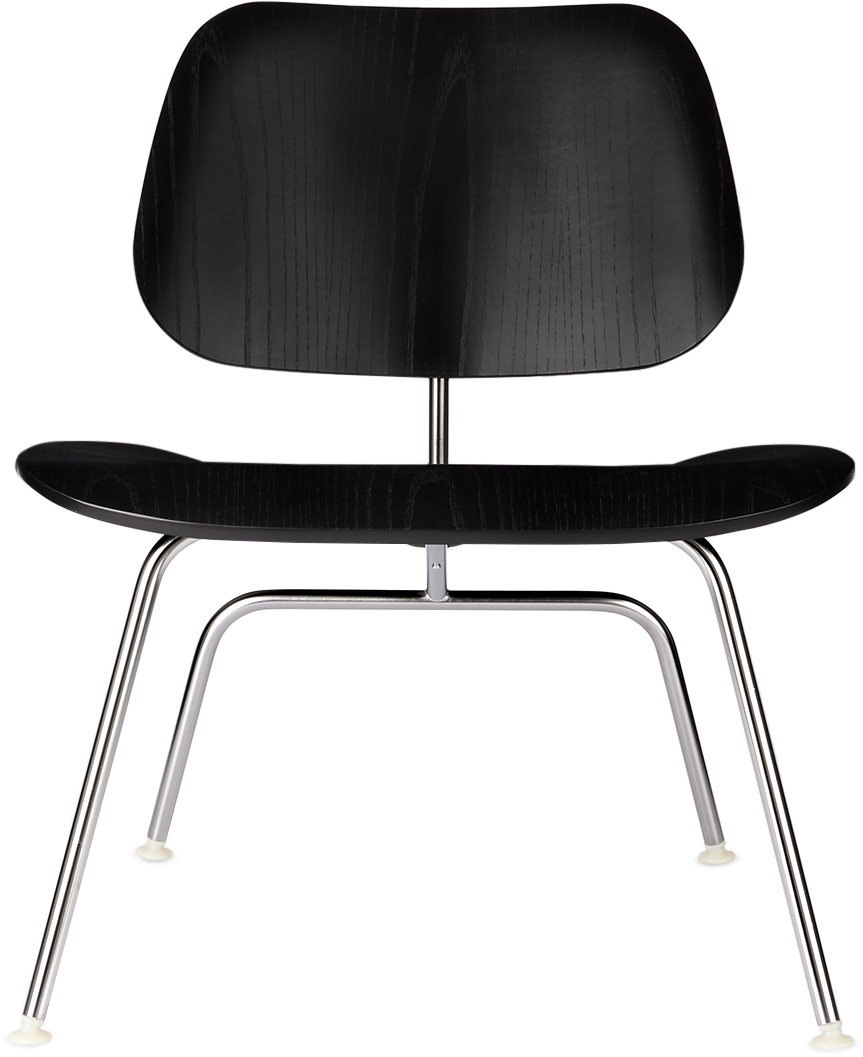 Herman Miller Black Eames Molded Plywood Metal Base Lounge Chair In Ebony