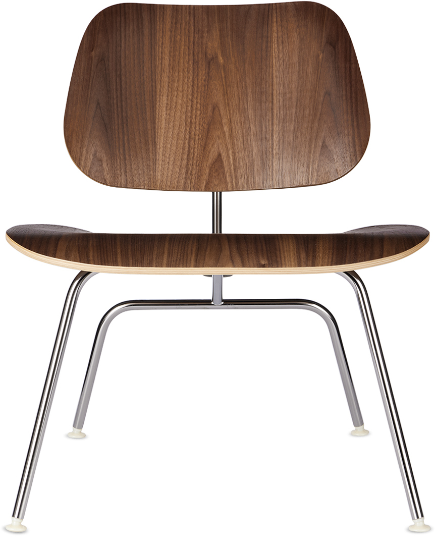 Herman Miller Brown Eames Molded Plywood Metal Base Lounge Chair In Walnut
